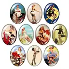 Красота сексуальная леди Монро 13x8 мм18x25 мм30x40 мм Смешанные овальные фото стекло кабошон демонстрация плоская задняя часть ювелирных изделий