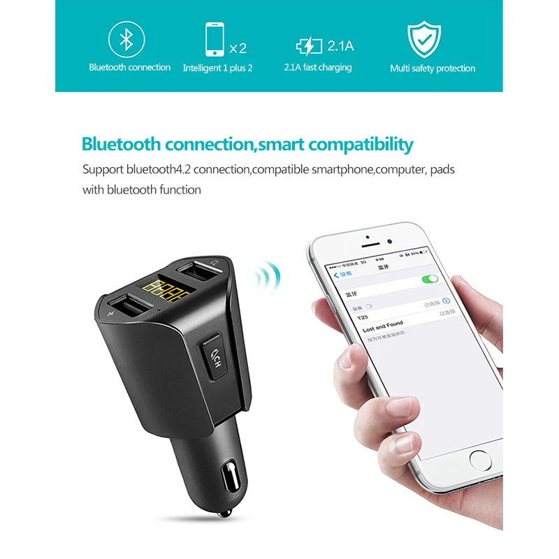 HEVXM fm-передатчик двойной USB T23 автомобильное зарядное устройство Автомобильный MP3 музыкальный плеер U диск плеер Автомобильный Bluetooth трубка- слуховой комплект