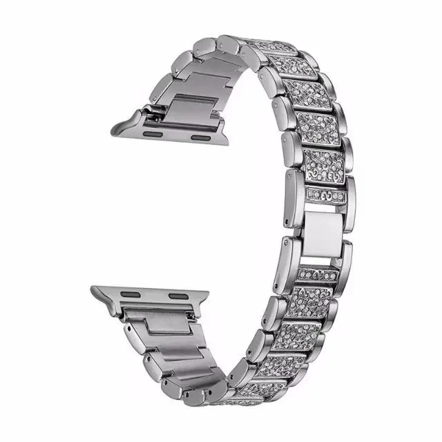 Silver Для Apple Watch 4 наручный браслет Роскошный Кристалл Алмаз iWatch ремешок сменный ремешок для Apple Watch серии 1 2 3 38-42 мм - Цвет ремешка: Silver