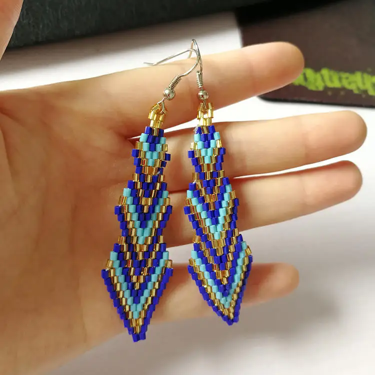 Серьги SHINUSBOHO с подвеской в виде стрелы MIYUKI для женщин, серьги-подвески с кисточками, серьги-подвески, kolczyki