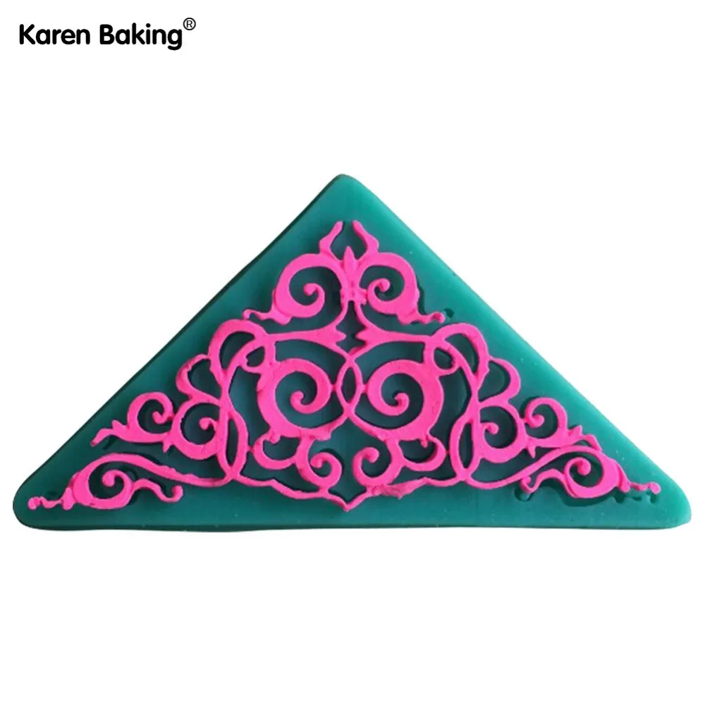 Красивые кружева 3D силиконовая форма для помадки на торт инструменты Кухонная