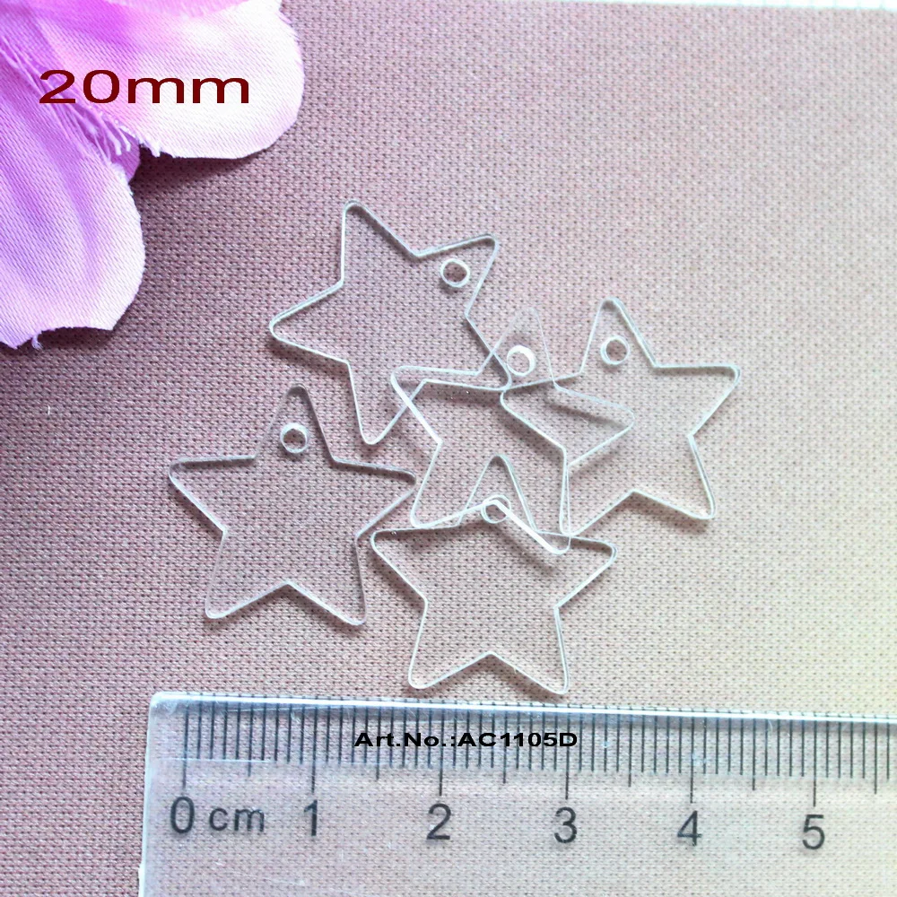 (30 шт./лот) 20 мм акриловая звезда с отверстием Золотая блестящая прозрачная для