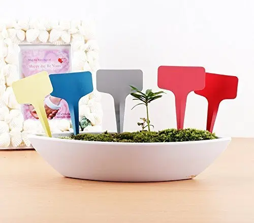 

Plant labels,100 Pcs Multicolor Waterproof Plastic Plant Tags T-type Nursery Garden Labels 2.36"x4",5 Colors