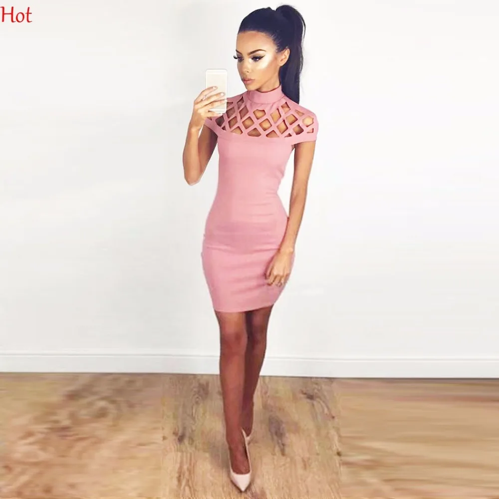 Для женщин модное платье сексуальная тонкая стоячий ворот детское Открытое
