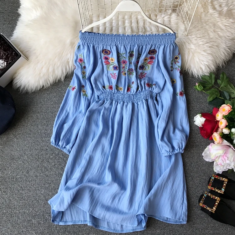 Женское платье с вышивкой ALPHALMODA повседневное весеннее длинными рукавами и