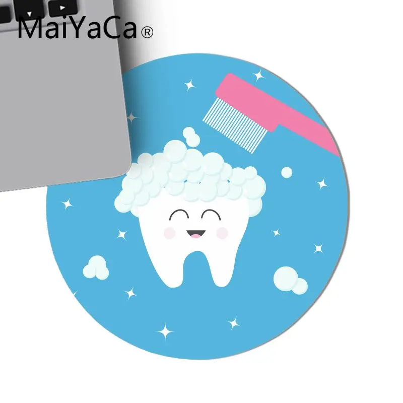 Maiyaca милые мультяшные белые зубы офисные мыши для геймеров мягкий круглый коврик