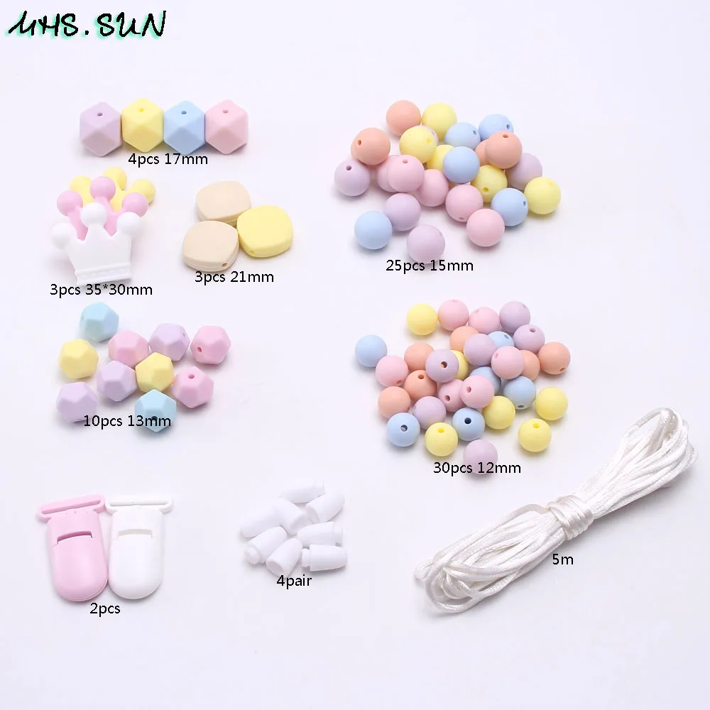 MHS. SUN Силиконовые Бусины DIY Набор для ребенка Жевательная для прорезывания зубов Уход ожерелье Свободные наборы бусин пищевой ручной работы силиконовые украшения