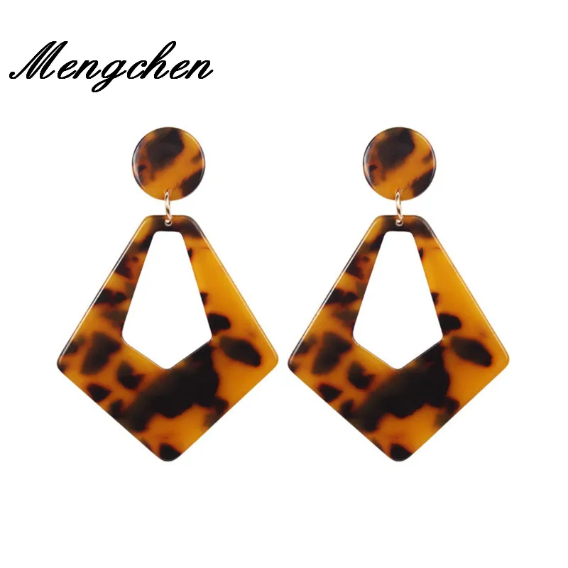

Geometric Hollow Square Drop Earrings Fashion Party Women Leopard Print Long Dangle Earrings Boho Ethnic Maxi Jewelry