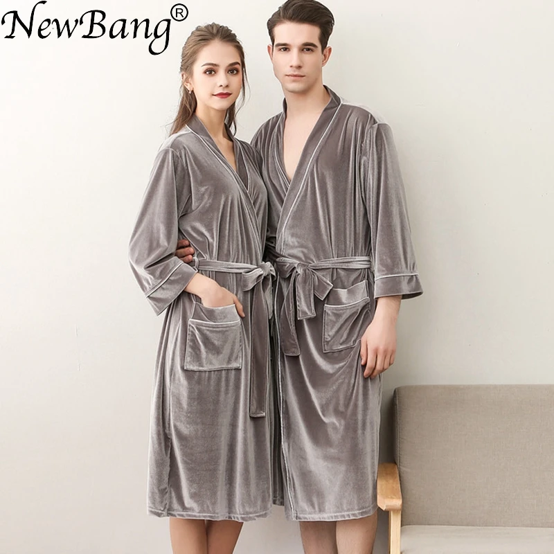 Женский и женский Мягкий бархатный банный халат NewBang из ледяного шелка на лето |