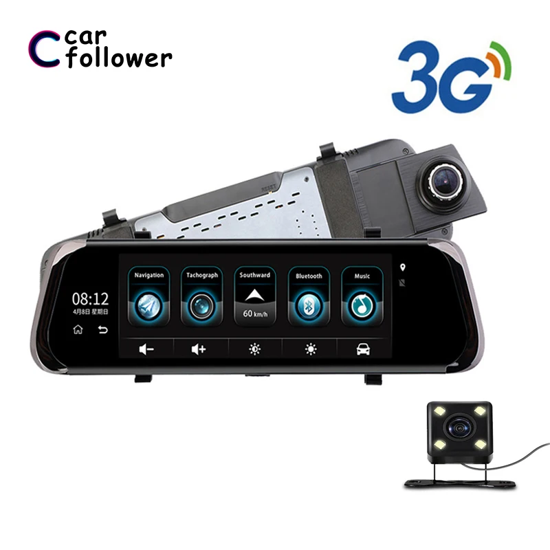 Android 5 0 3g Wifi 10 дюймов Автомобильный dvr Дэш камера заднего вида зеркальная с двумя