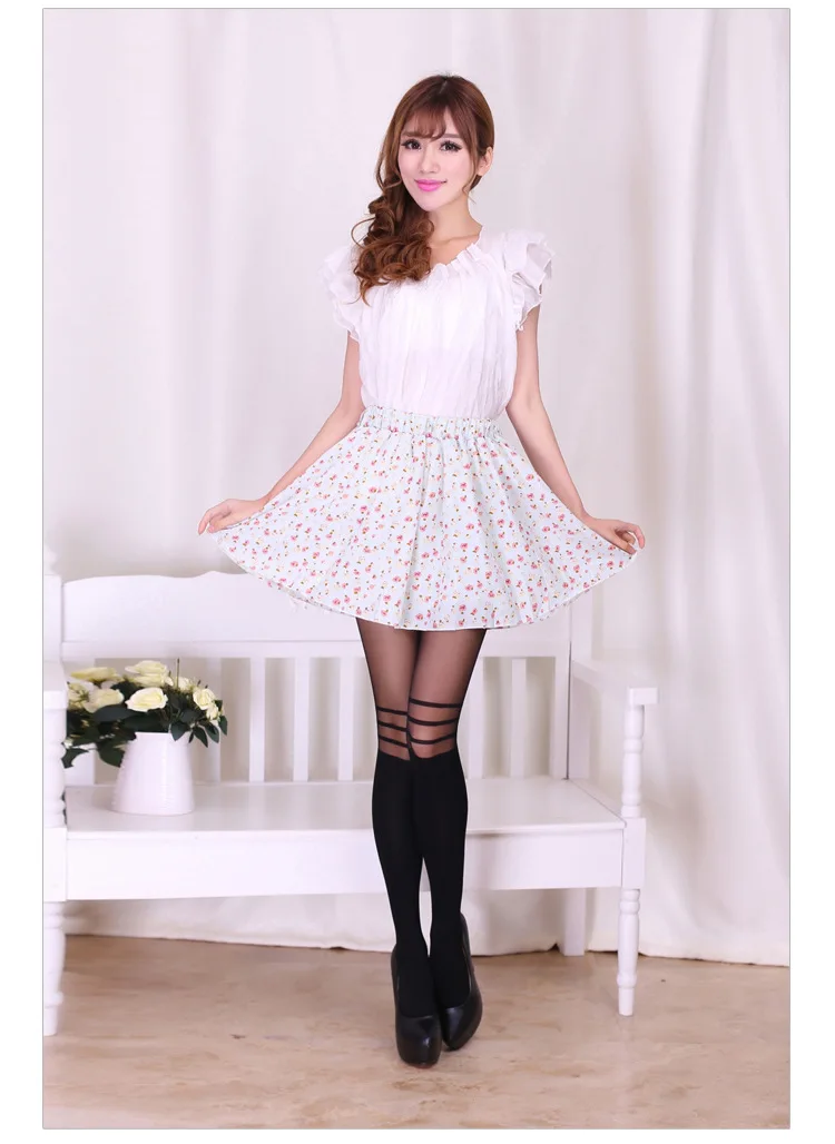 

High Quality Fashion Nylon Stockings Women Striped Tights Patchwork Black Pantyhose Girls Lolita Japanese Tight