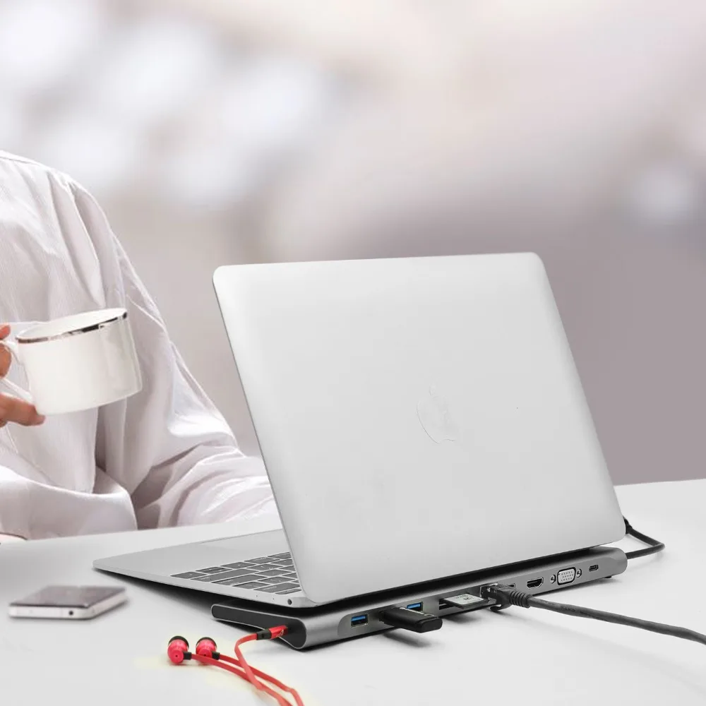 USB 3,0 Универсальная док-станция для ноутбука Алюминиевый Многофункциональный Macbook Pro концентратор для HDMI/VGA/Mini DP/SD/TF/RJ45/USB-C конвертер