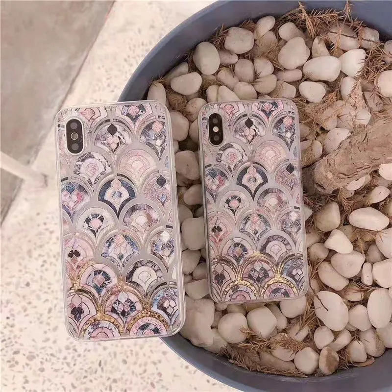 Роскошный жидкий зыбучий песок рыбка чешуя чехол для телефона s iphone X XS XR MAX Модный