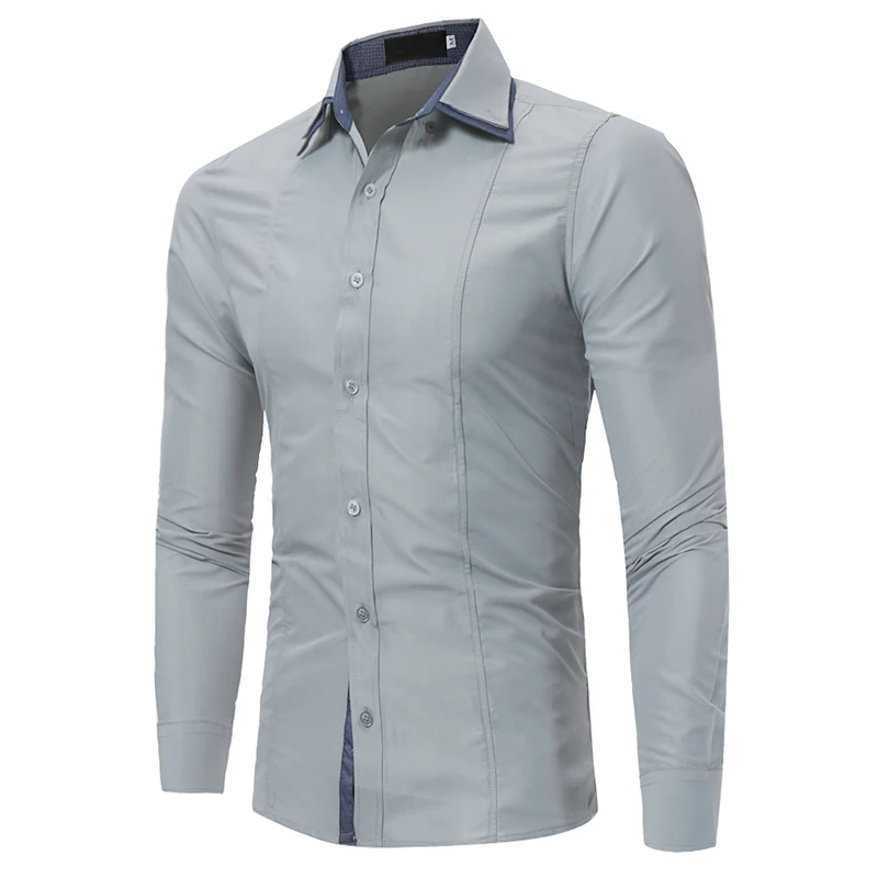 Брендовая модная мужская рубашка 2018 топы с длинным рукавом повседневные мужские