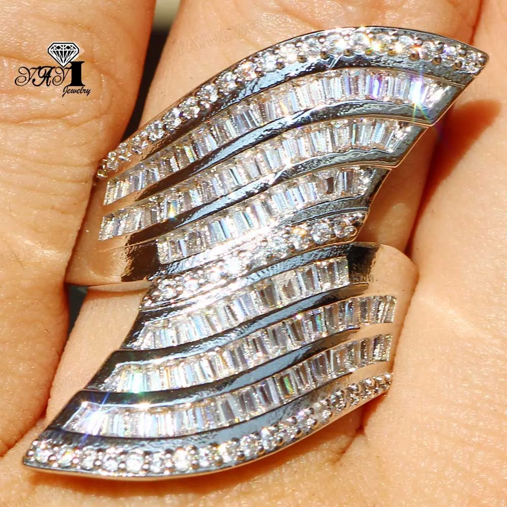 YaYI Jewelry Princess Cut 7.6 CT White Zircon Silver Color Engagement Rings wedding Heart Girls Party Gifts 869 | Украшения и