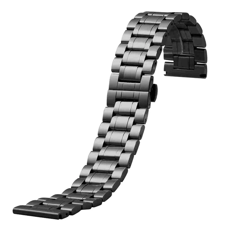Ремешок сменный мужской из нержавеющей стали однотонный черный браслет для