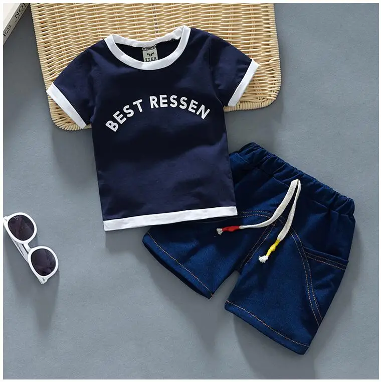 Baby Girls Boys Clothes Set Summer 2019 Cotton Casual Kids Outfits Letter Shirt + Pants Children Clothing | Детская одежда и обувь