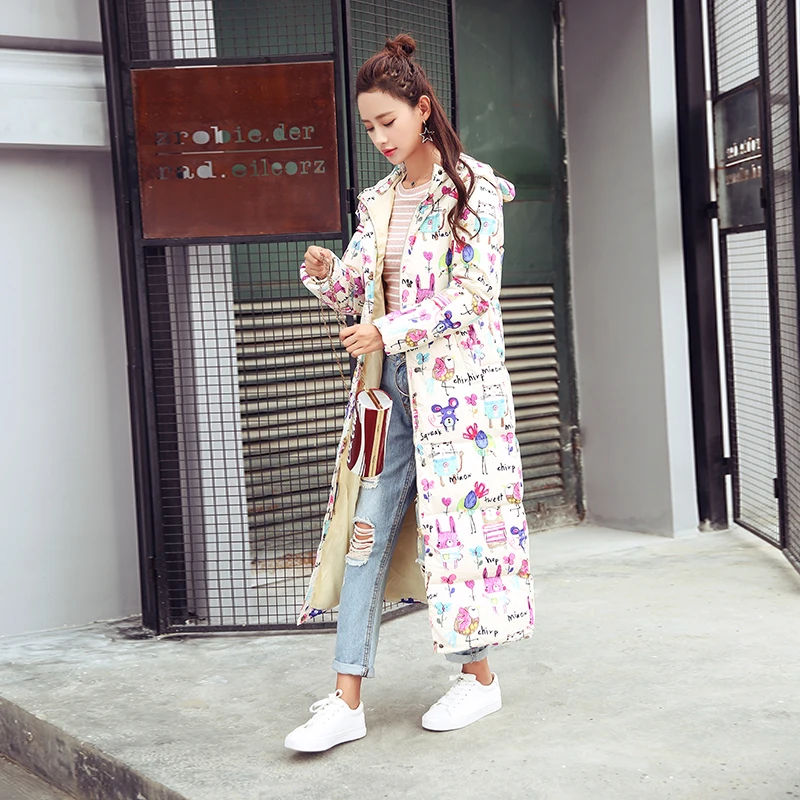 Новая мультяшная зимняя куртка KMETRAM женское длинное пальто 2020 тонкие хлопковые