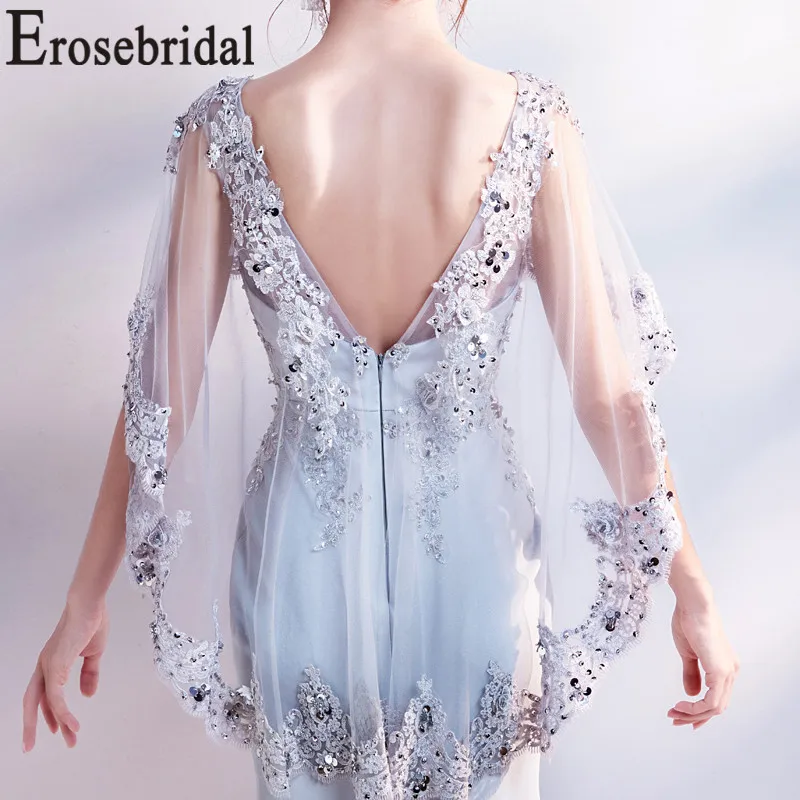 Erosebridal New Arrival 2019 Satin Evening Dress Mermaid Gown Backless Formal Party Women Gray robe de soiree | Свадьбы и торжества