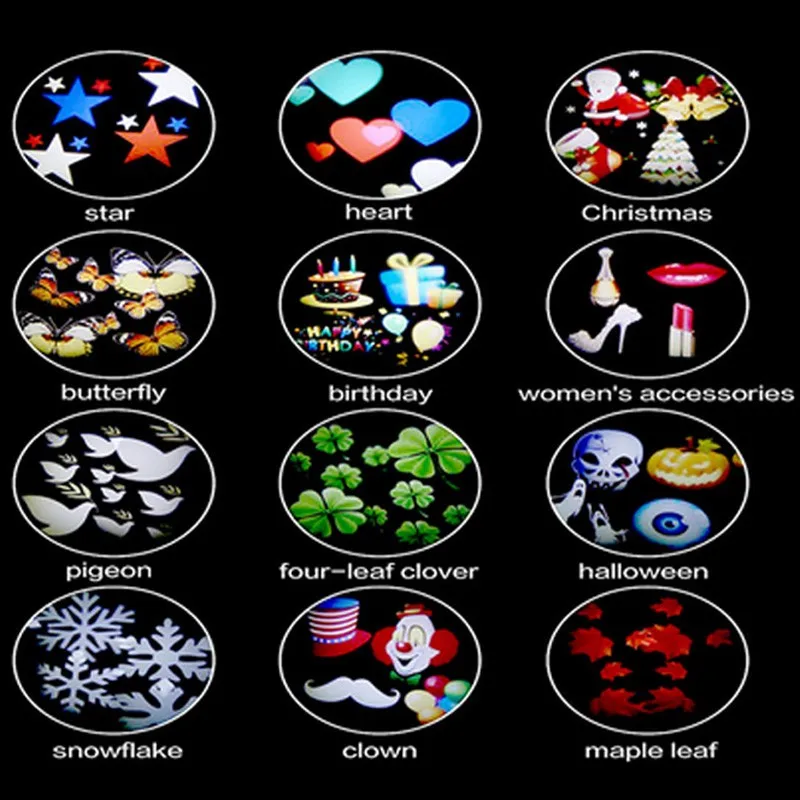 12 узоров Рождественский лазерный проектор Снежинка наружные светодиодные