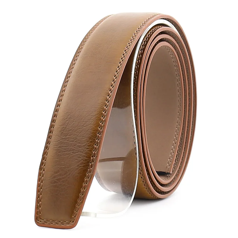 Brown Belt Body 2 CETIRI, 3,5 см, мужские кожаные ремни, без пряжки, автоматический ремень harajuku, ремень для тела, поясные ремни, мужские, черные, коричневые, cinturones para hombre - Цвет: Brown Belt Body 2