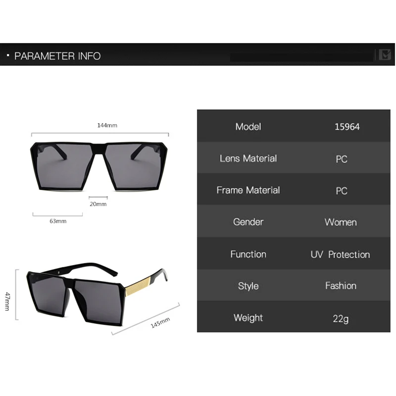 

HJYBBSN 2018 New fashion Women for Sunglasses Unique Oversize Shield UV400 Gradient Vintage Square Sun Glasses Frames for Men
