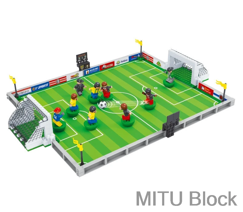 Для нового мира футбольного города футбольное поле Fit футбольные фигурки Город Модель Строительные кирпичи блоки Кубок победителя Diy игрушки - Цвет: 3