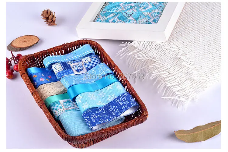 25 мм в ретро стиле льняная атласная лента с цветочным принтом Linum perenne L.100