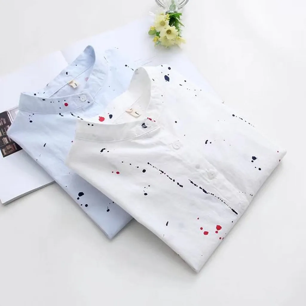 Women Casual Shirts Blouses Long Sleeve Print Button Korean Shirt Loose Blouse Camisas Female Shirts Blouse Tops Plus Size S-3XL