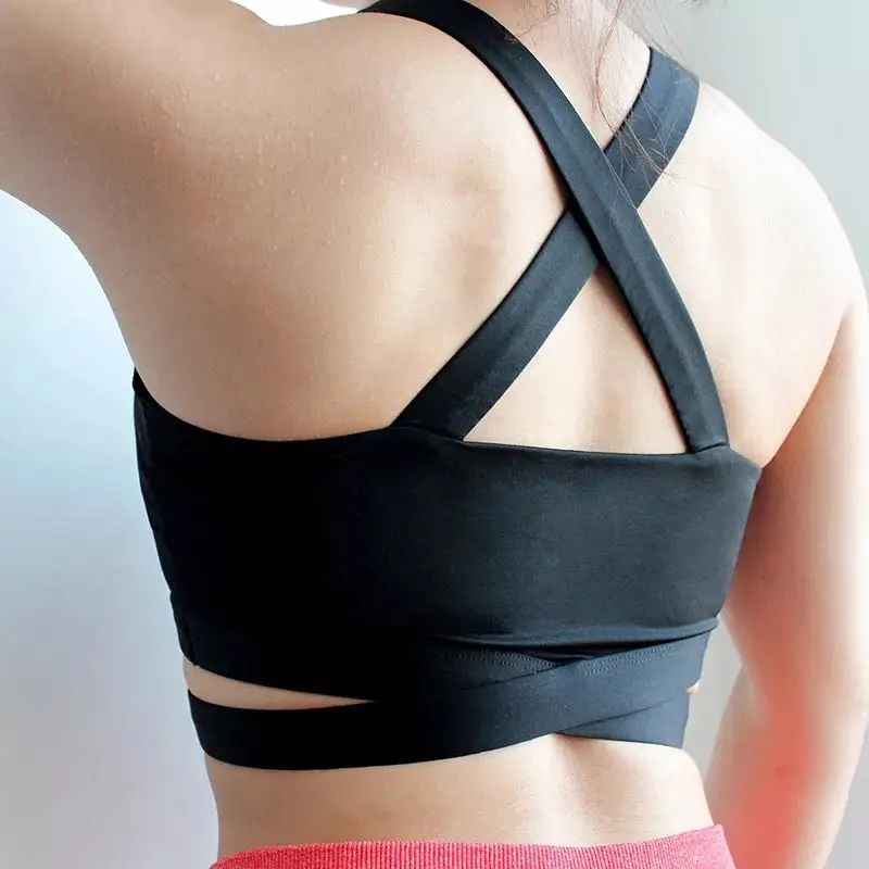 Женщина Push Up Крест Растениеводство Топ спортивный бюстгальтер Женский