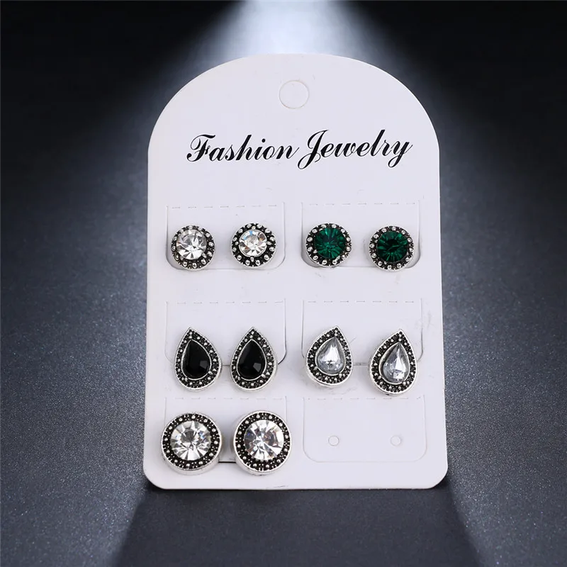 5 пар/компл. капли воды зеленый белый кристалл серьги для Для женщин ювелирные