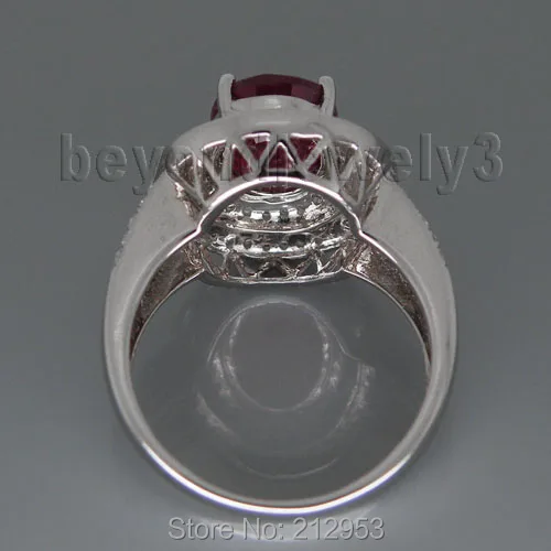 Кольца LANMI из белого золота с красным рубином и бриллиантами 8x10 мм|ring ring|ruby diamond