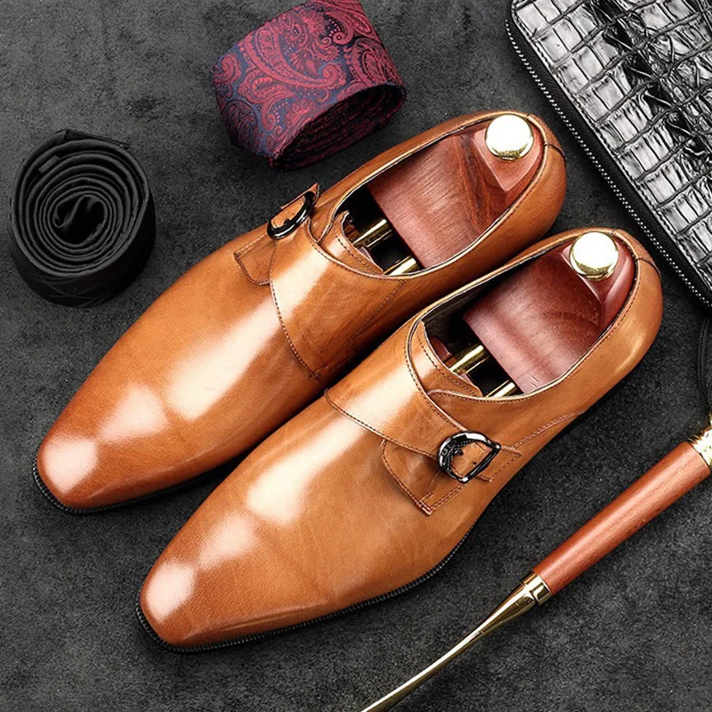 Мужские туфли оксфорды из натуральной кожи с острым носком|flats men|flats shoes menflats |