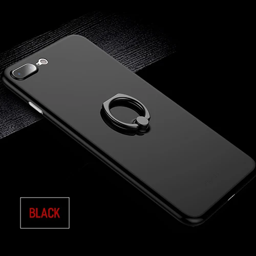 Чехол для iPhone 7 8 с кольцом-держателем для пальца, Rock 0,33 мм Тонкий чехол для телефона для iPhone 7plus 8plus задняя крышка с подставкой - Цвет: Black