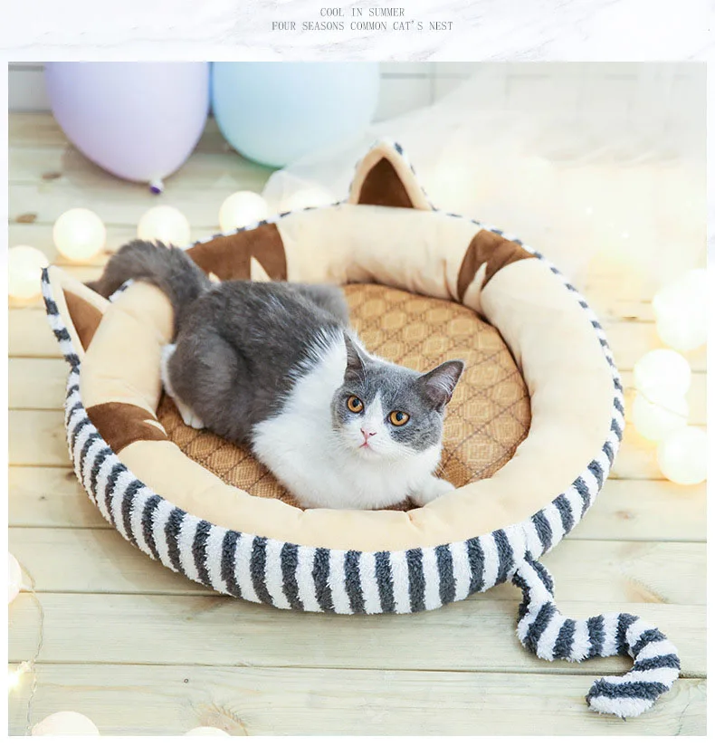 Теплая кошка кровать Дом круглая кровать Fodable собака спальный коврик гнездо питомник подушка для питомца щенок гнездо ракушка скрытый бургер булочка для зимы