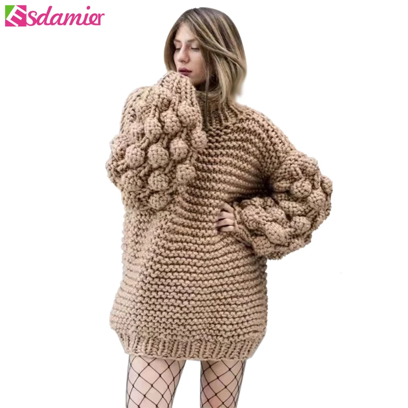Женские свитера ESDAMIER вязаные больших размеров водолазки пуловеры теплый