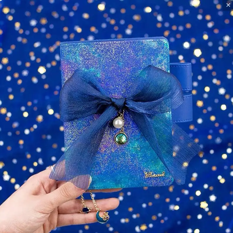 bow bands Новейшая модель; A5 A6 красивые Kawaii голубого цвета со звездами Bling Тетрадь журнал распорядок дня Планировщик дневник Органайзер на неделю Справочник канцелярские принадлежности - Цвет: bow bands