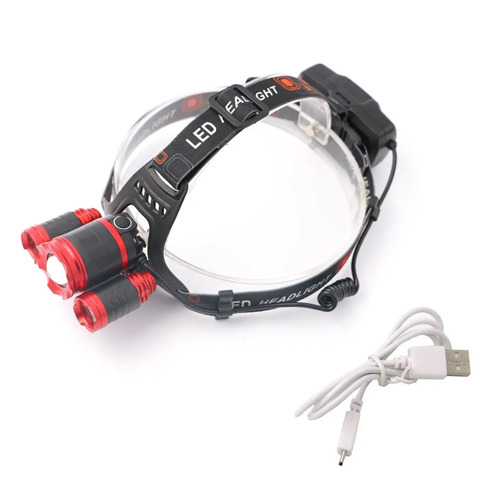 Налобный фонарь 4 лм 1 * T6 + 2 R2 светодиодный водонепроницаемый с возможностью