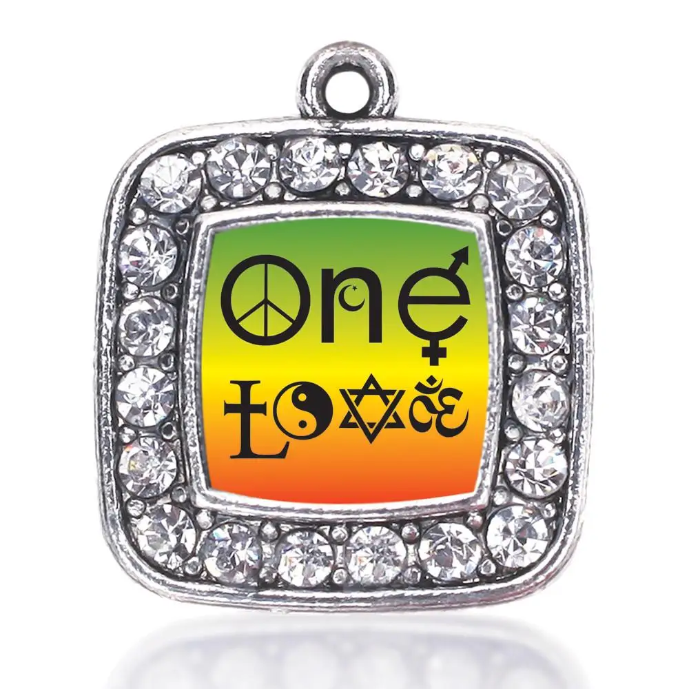 ONE LOVE COEXIST квадратный Шарм в античном стиле посеребренные ювелирные изделия |