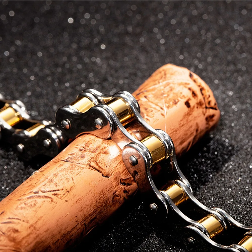 12mm Friend Gift Stainless Steel Silver Color And Gold Motorcycle Biker Bicycle Chain Jewelry Mens Womens Bracelet Bangle | Украшения и