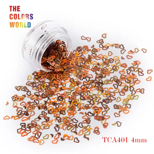 TCA401 200g Tct-050 полые сердца Форма Лазерная красочные Глиттеры для ногтей 4 мм Размеры для ногтей Гели для ногтей украшения Макияж facepaint DIY украшения - Цвет: TCA401 200g