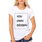 Высококачественная индивидуальная Женская футболка для обработки изображений с вашим собственным дизайномлоготипомQR-кодомфотографией, повседневные футболки