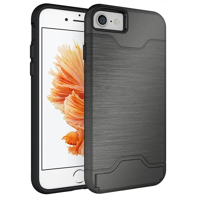 KEYSION для Apple iPhone 8 7 4 ''PC + Силиконовый двухслойный Встроенный слот кредитных
