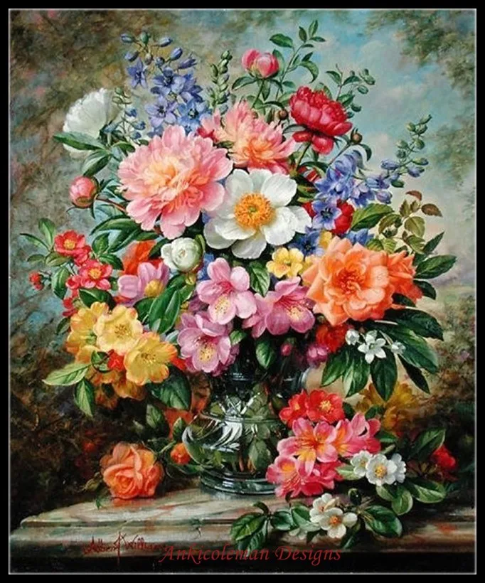 

Needlework for embroidery DIY DMC High Quality - Counted Cross Stitch Kits 14 ct Oil painting - June Flowers in Radiance