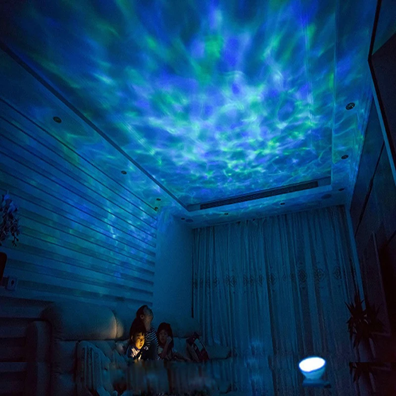 Proyector LED de luz nocturna estrellada, lámpara con reproductor de música para sala de estar y dormitorio, romántica, colorida, cielo ondulado, Aurora