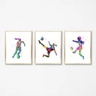 Спортивный акварельный постер с принтом женской футбольвечерние, настенная Картина на холсте, картина для дома для девочек, декор для стен комнаты