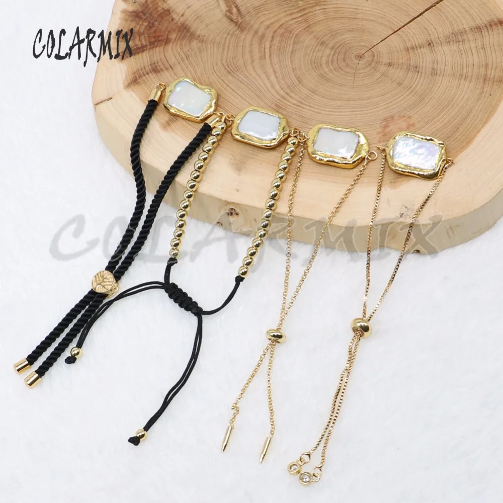 

10 pieces pearl bracelets rectangle pearl bracelets electroplated rectangle pearl bracelets jewelry for women 4900