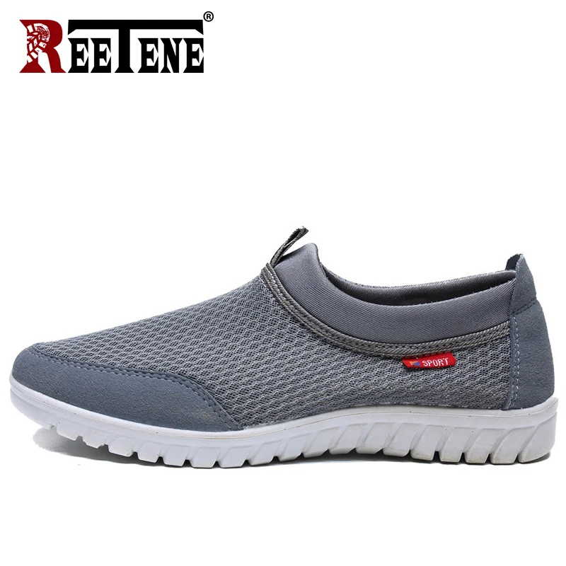 REETENE/2019 модные летние мужские лоферы без шнуровки кроссовки с дышащей сеткой