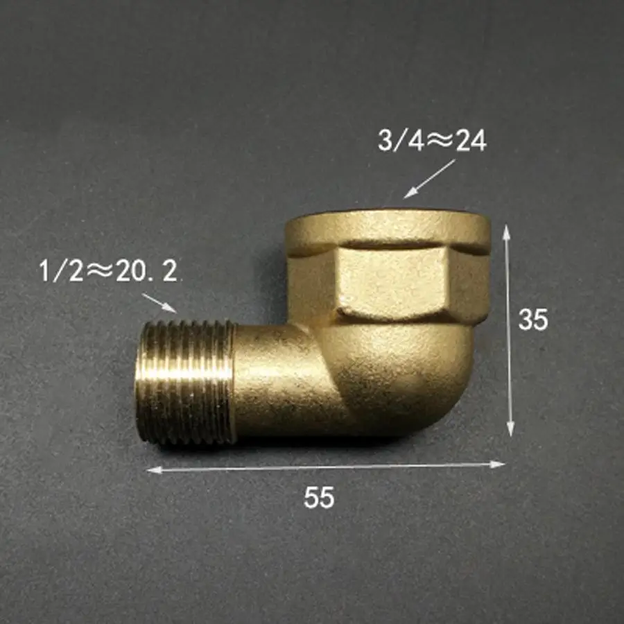 Латунный локоть 90 градусов DN15 1/2 &quotBSP папа 3/4&quot BSP гнездо редуктора фитинги для