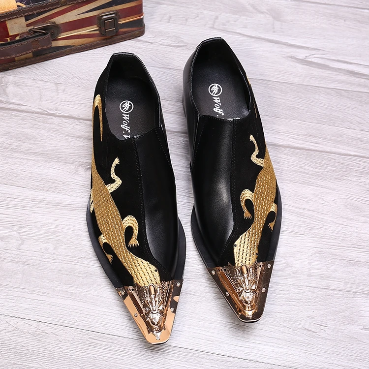 Мужские туфли из натуральной кожи в британском стиле с вышивкой | Обувь